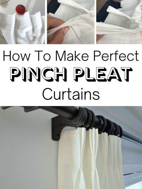 Curtain Pleats Styles, Pinch Pleat Curtains Diy, French Pleat Drapery, French Pleat Curtains, Curtain Ideas For Living Room, Diy Drapes, Room Curtain Ideas, Pinch Pleat Draperies, Pinch Pleat Drape