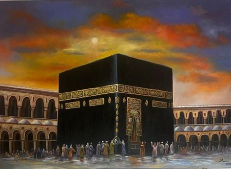 Kaba Sharif Painting, Kaaba Painting Canvas, Kabaa Paintings, Farida Khanum, Makkah Painting, Kaba Painting, Kabah Painting, Kaaba Painting, Ka Bah