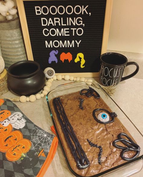 Hocus Pocus Book Brownies Hocus Pocus Gender Reveal Ideas, Hocus Pocus Baby Shower Ideas, Hocus Pocus Gender Reveal, Hocus Pocus Baby Shower Theme, Hocus Pocus Brownies, Book Brownies, Chanel Baby Shower, Hocus Pocus Book, October Baby Showers