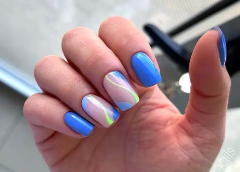 35+ Blue Nail Designs For A Cute And Playful Mani Sns Nails Designs, Sns Nails, Blue Nail Art, Blue Nail Designs, Blue Nail, Swirl Design, Style Statement, Blue Nails, Nail Designs