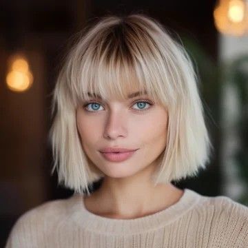 Blonde Bob With Fringe, Bobbed Hairstyles, Blonde Hair For Brunettes, Bobbed Hairstyles With Fringe, Haircuts 2024, Blonde Bangs, French Bob, Corte Bob, Shadow Root