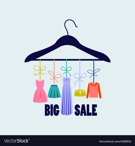 Clothing Sale Poster, Supermarket Logo, Sale Signage, Hanger Logo, Fashion Stock Images, Logo Online Shop, Boutique Logo Design, Fashion Vector, Preloved Clothes