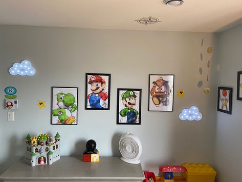 Mario Inspired Bedroom, Super Mario Bros Room Ideas, Mario Bros Room, Super Mario Room, Mario Room, Boy Room Themes, Ideas Habitaciones, Boys Room Design