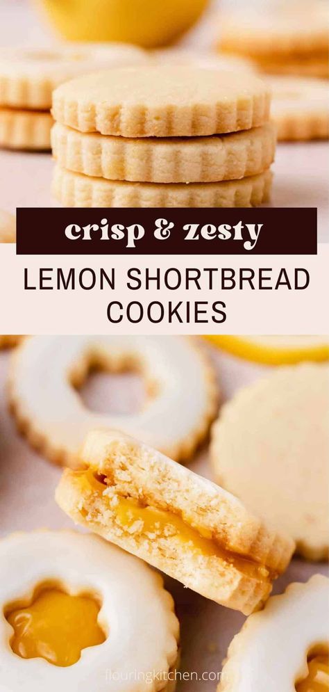 These lemon shortbread cookies are easy to make and come together quickly. They're so buttery and packed full of lemon flavor. Lemon Aid, Lemon Shortbread, Lemon Shortbread Cookies, Cookie Business, Filled Cookies, Summer Cookies, Lemon Flavor, Desserts Menu, Dessert Decoration