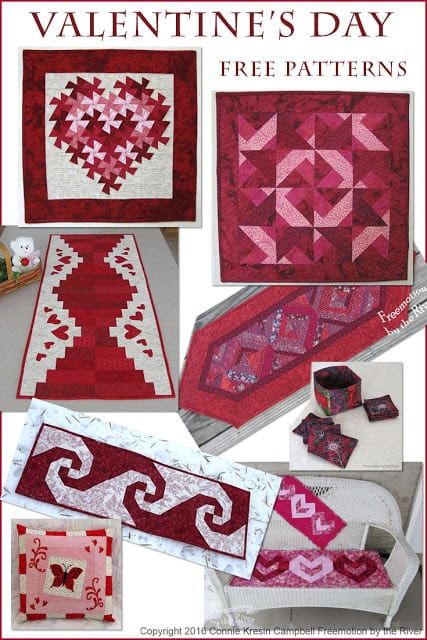 Seasonal Quilts, Valentine Table Runner, Free Quilt Tutorials, Quilted Table Runners Christmas, Heart Quilt Pattern, Farm Quilt, Red And White Quilts, Valentines Patterns, Small Sewing