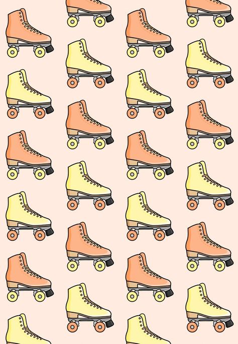 Yellow Roller Skates, Roller Skates Illustration, Skates Illustration, The Color Orange, Derby Skates, Quad Skates, Pastel Orange, Illustration Cute, 80s Vibes