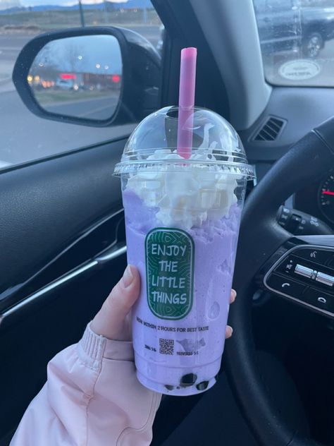 Taro Boba #tea #bobatime Taro Boba Tea Aesthetic, Taro Milk Tea Aesthetic, Taro Boba Tea, Boba Taro, Korean Drink, Taro Bubble Tea, Taro Boba, Tea Tattoo, Purple Aesthetics