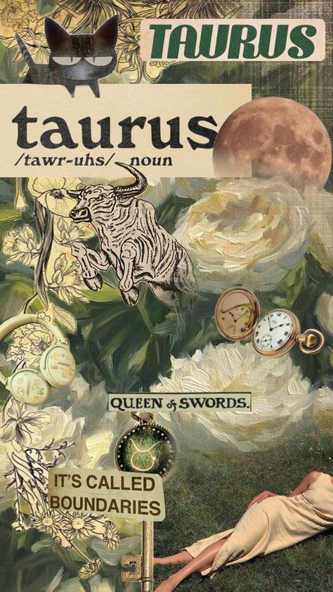 #taurus #vintage #zodiac #zodiacsign #zodiacaesthetic #taurusaesthetic Pisces + Core + Aesthetic, Taurus Wallpaper, Taurus Aesthetic, Taurus Traits, Vintage Zodiac, Taurus Moon, Aesthetics Quote, Taurus Love, Zodiac Calendar