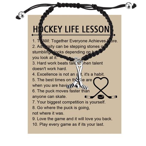 PRICES MAY VARY. ❤This is an amazing Bracelet for any Hockey Star or a great way to show your support for your favorite Hockey Player. ❤Material: High Quality Stainless Steel，it is lead free and nickel free,hypoallergenic, it doesn’t rust, change color or tarnish. ❤Measurement: braided rope length:240mm(9.44"). TIPS:manual measuring permissible error. Adjustable slider bracelet to fit most women's wrists. ❤Looking for an inexpensive ice hockey gift ? Got a birthday, holiday, or other special occ Hockey Swag Bag Ideas, Hockey Bracelet, Hockey Jewelry, Hockey Team Gifts, Hockey Mom Gifts, Hockey Player Gifts, Hockey Gifts, Slider Bracelet, Hockey Life