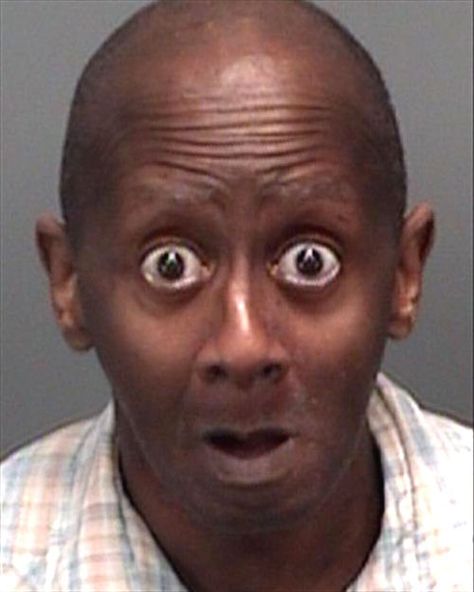 big eyes Funny Mugshots, Bad Mugshots, Worst Mugshot, Stupid Criminals, mug shots, bizarre, crazy, lol, best mugshots, what were you thinkin... Funny Man Pictures, Funny Mugshots, Funny Faces Pictures, Surprise Face, A 10 Warthog, Huge Eyes, Funny Black People, Face Pictures, Funny Profile Pictures