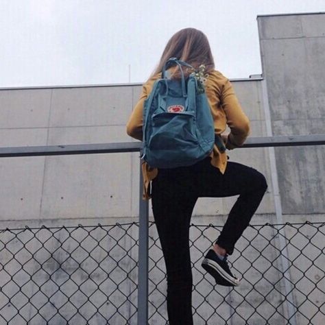 Backpacking Aesthetic, Backpack Aesthetic, Aesthetic Character, Apocalypse Aesthetic, Black Converse, Girl Meets World, Yellow Jacket, Tv Girls, North Face Backpack