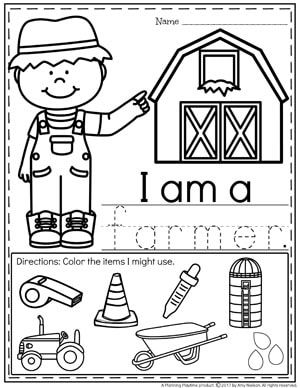 Community Helpers Worksheets - Farmer Farmer Theme Preschool Activities, Farmers Crafts Preschool, Community Helpers Activity Preschool, Community Helpers Lesson Plans Toddlers, Farmer Community Helper Activities, Farmer Worksheet Preschool, Community Helpers 1st Grade, Occupation Worksheet For Preschool, Career Theme Preschool