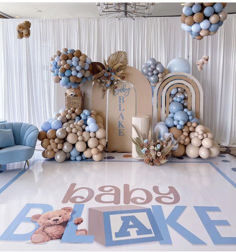 Teddy Bear Baby Shower Theme, Theme Bapteme, Classy Baby Shower, Bear Baby Shower Theme, Baby Shower Theme Decorations, Baby Shower Deco, Birthday Themes For Boys, Birthday Party Theme Decorations, Thank You Mom