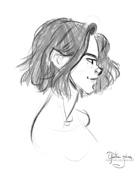 Quick sketch with a new brush I made in @autodesksketchbook :) • • • #autodesksketchbook #featuremecyarine #drawing #sketch #art #characterdesign #digitalart #digitalartists #girldrawing #freckles #shorthair #femaleartist #dutchartist #instaart... Ponytail Side View Drawing, Side Profile Drawing Reference Hair, How To Draw Hair On A Side Profile, Side Profile Reference Drawing Female, Side View Smile Drawing, Side View Smile Reference, Side Profile Hairstyles Drawing, Hair From Side View Drawing, Drawing Hair Side Profile