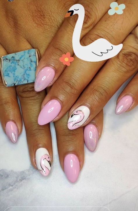 Swan on my mind #last days of summer #pink #flamingo Swan Nails, Pastel Pink Nails, Last Days Of Summer, Last Days, On My Mind, Pink Flamingo, Black And White Design, My Mind, Pink Nails