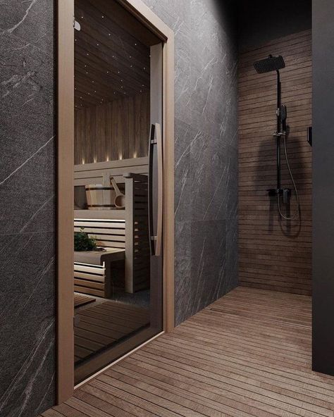 Spa Laundry Room Ideas, Sauna Home Ideas, Spa Bathroom With Sauna, Sauna Spa Room, Home Sauna Room Ideas, Bathroom With Sauna Ideas, Sauna Shower Combo Master Bath, Sauna Design Modern, Indoor Sauna Ideas Home