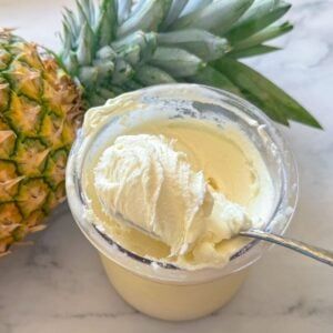 Ninja Creami Dole Whip Protein Ice Cream - The Sweet, Simple Things Dole Pineapple Protein Whip, Ice Cream Maker Recipes Healthy, Ninja Creamy, Ninja Ice Cream Recipe, Fruit Salad With Marshmallows, Dole Whip Recipe, Pineapple Whip, Healthy Ice Cream Recipes, Creami Recipes