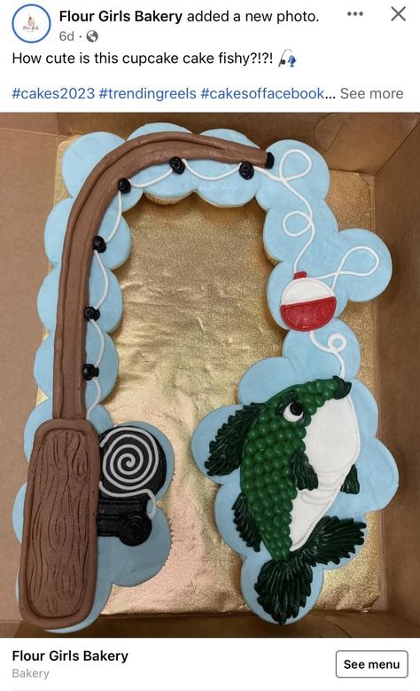 Fishing Theme Cake, Mobile Bakery, Assorted Cupcakes, Caked Up, Fishing Theme Birthday, Fish Cake Birthday, Fishing Themed Birthday Party, Fishing Cupcakes, Baby Shower Fishing