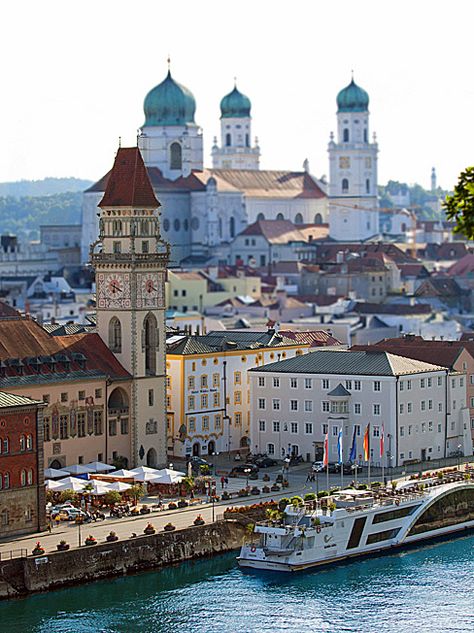 Passau Germany, Yellow Window, River Cruises In Europe, Danube River Cruise, Glass Museum, Danube River, Europe Vacation, European Tour, Window Frames