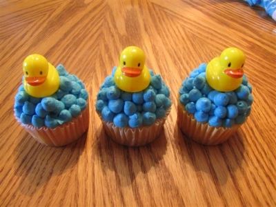 Duck Cupcakes By Hillarie on CakeCentral.com Ducky Baby Shower Ideas, Rubber Ducky Baby Shower Ideas, Duck Cupcakes, Ducky Baby Showers, Baby Shower Ideas For Boys, Fab Cakes, Ducky Baby Shower, Rubber Ducky Baby Shower, Cupcakes For Boys