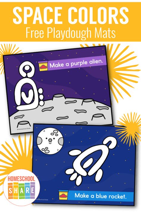 Space Playdough, Space Playdough Mats, Outer Space Crafts, Purple Alien, Playdoh Mats, Space Theme Preschool, Space Boy, Outer Space Theme, New Vocabulary Words