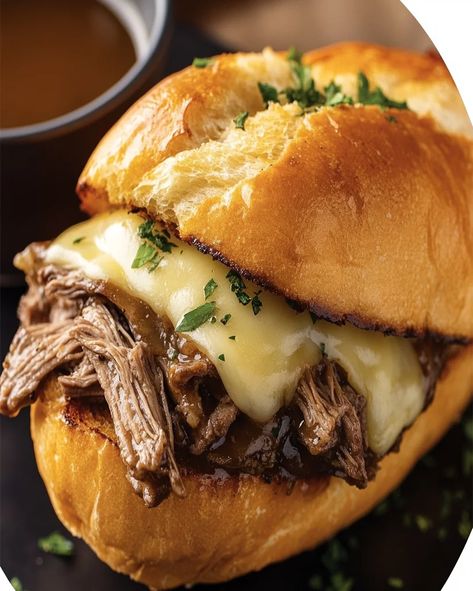 Easy Slow Cooker French Dip Sandwiches, Slow Cooker Beef Dip, Best French Dip Sandwich, Crockpot French Dip Sandwiches, Garlic Butter Rolls, Crock Pot French Dip Sandwiches, Crock Pot French Dip, Slow Cooker French Dip Sandwiches, French Dip Sandwich Crockpot