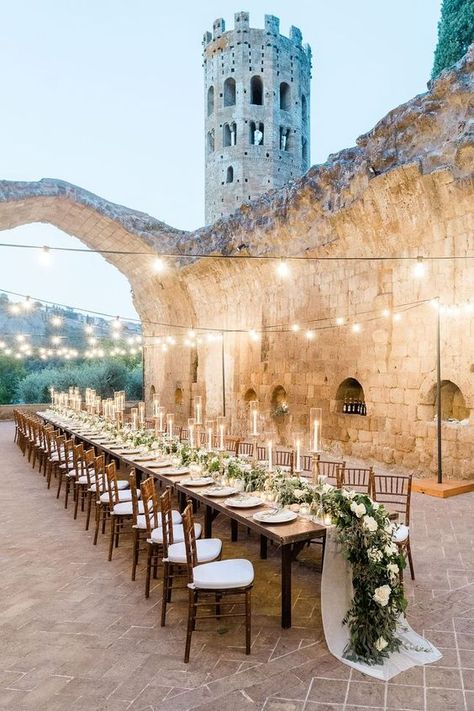 Wedding Venues In Italy, Wedding Venues Italy, Reception Table Centerpieces, Dream Wedding Reception, Getting Married In Italy, Lights Decoration, Forever Wedding, Tuscan Wedding, Places To Get Married