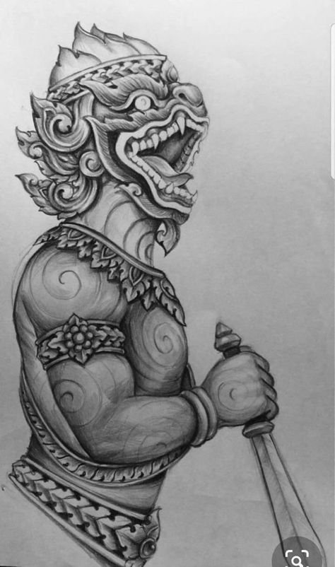 Cambodian Tattoo, Tattoo Machine Art, Tattoos Face, Chest Tattoo Drawings, Hanuman Tattoo, Khmer Tattoo, Tattoos Henna, Borneo Tattoo, Japanese Tattoo Symbols