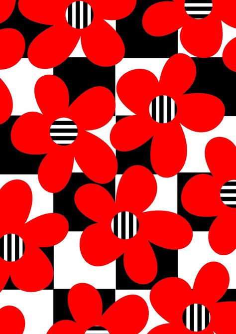 Checkered Flower, Photo Book Cover, Red Abstract Art, Check Background, Flower Pattern Drawing, Bottle Design Packaging, Colourful Prints, Cherry Blossom Art, Abstract Geometric Art