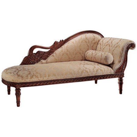 Upscale Decor, Carved Sofa, Upholstered Chaise Lounge, Upholstered Chaise, Victorian Ladies, Chaise Lounge Sofa, Design Toscano, Chaise Lounge Chair, Solid Mahogany