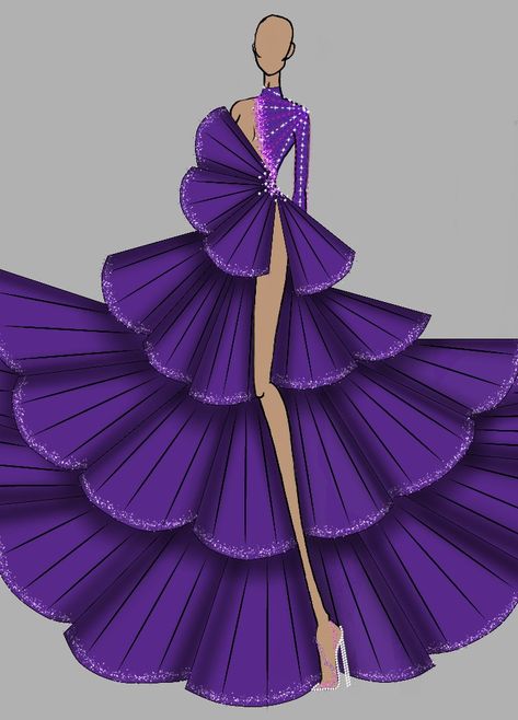 Gradation Design Dress Illustration, Long Skirt Drawing, Gradation Design, Bride Fashion Illustration, Fashion Show Themes, Fashion Design Classes, Fashion Coloring Book, Fashion Illustration Tutorial, Fashion Illustration Collage