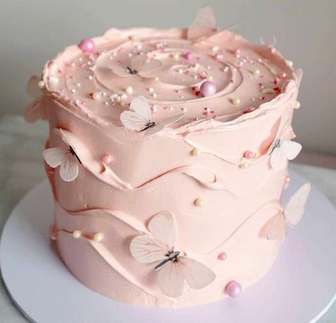 20 Year Old Birthday Decorations, One Year Birthday Cake Girl, Pretty Birthday Cakes For Teens, 21 Year Old Birthday Ideas, 20 Year Old Birthday Cake, Pastel Butterfly Cake, One Year Old Birthday Cake, Butterfly Cake Ideas, Butterfly Birthday Cake