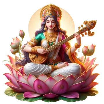 Saraswati Png, Saraswati Puja Wishes, Vasant Panchami, Saraswati Puja, Goddess Saraswati, Logo Cloud, Fall Music, Vector Trees, Black And White Tree