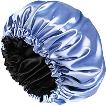 Amazon.com : stay on satin bonnet Satin Bonnet Sleep, Sleep Bonnet, Sleeping Cap, Sleep Hairstyles, Curly Braids, Silk Bonnet, Bonnet Cap, Frizz Free Hair, Satin Bonnet