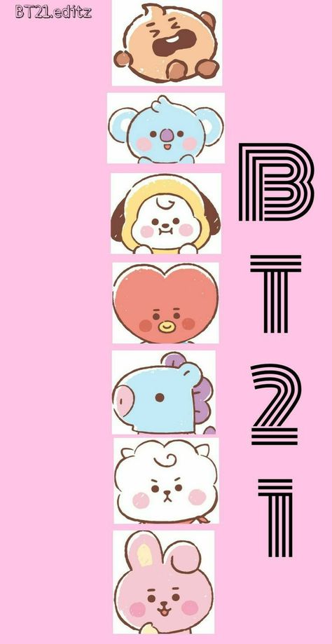 Doll Drawing, Chibi Wallpaper, Bt 21, Bts Aesthetic Wallpaper For Phone, Diy Bookmarks, Cute Doodles Drawings, Blackpink And Bts, Bts Drawings