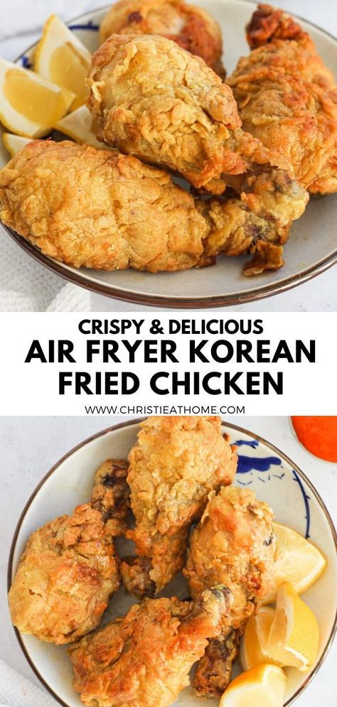 Air Fryer Korean Fried Chicken. Chicken drumsticks coated in a delicious crispy crunchy coating and made healthier thanks to the air fryer. This recipe is simple, and you’ll have crispy fried chicken in less than 30 minutes! Recipe: https://christieathome.com/blog/air-fryer-korean-fried-chicken/ tags: air fryer chicken drumsticks crispy, air fryer asian chicken, korean fried chicken recipe, crispy asian chicken, homemade fried chicken, korean chicken recipes Air Fryer Chicken Drumsticks Crispy, Air Fryer Asian Chicken, Korean Chicken Recipes, Crispy Asian Chicken, Fried Chicken Korean, Air Fryer Chicken Drumsticks, Korean Fried Chicken Recipe, Fried Chicken Drumsticks, Fried Chicken Legs