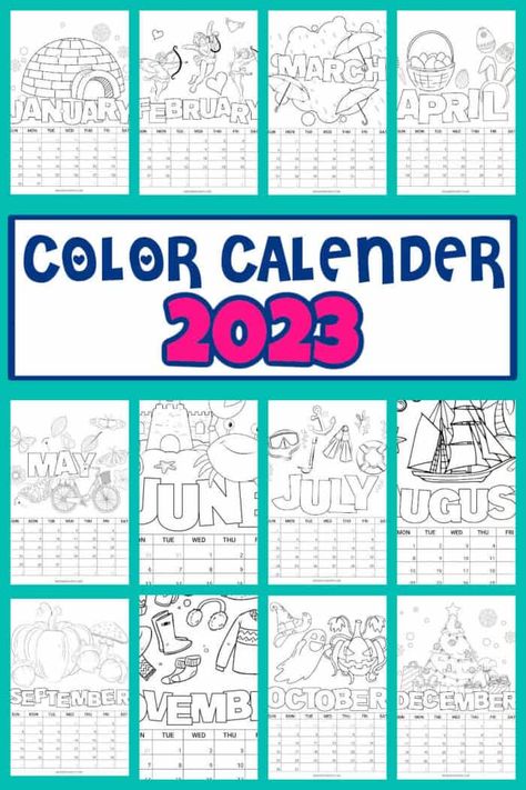 Color Calendar, Free Printables Organization, Calendar For Kids, Calendar Craft, Classroom Calendar, Coloring Calendar, Monthly Calendar Printable, Free Printable Calendar, Printable Coloring Book