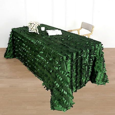 This unique taffeta rectangle tablecloth is designed with life-like leaf petals that will create an earthy look and add texture to your party table setting. Perfect for any nature-themed celebrations, indoor or outdoor weddings, parties or any special gatherings. High quality, smooth textured taffeta fabric easily creates elevated natural woodsy look and the perfect ambiance for any special occasion. Pair this rectangle tablecloth with other tabletop decorations for a truly unforgettable dining Round Table Sizes, Party Table Settings, Table Overlays, Taffeta Fabric, Wedding Place Settings, Event Table, Tablecloth Sizes, Table Skirt, Rectangle Tablecloth