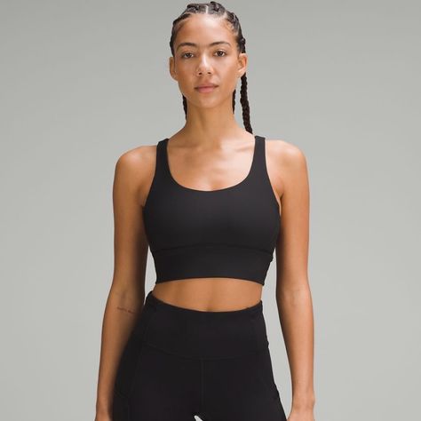 Lululemon Lululemon Energy Bra Long Lined *Ribbed, Black, Size 12 Medium Support B/C Cups Bra Pads Included Ddd Cup, Lululemon Energy Bra, Adjustable Bra, Longline Bra, Yoga Bra, Tank Girl, Lululemon Align, Womens Bras, Sport Bh