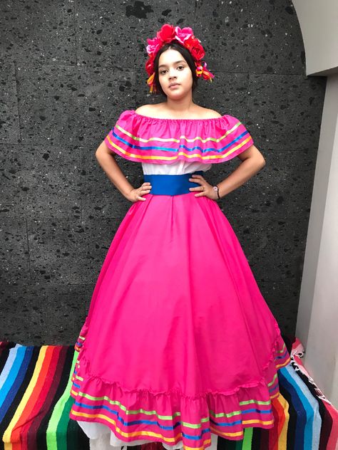 Mexican Theme Party Outfit, Mexican Theme Dresses, Jalisco Dress, Coco Theme Party, Party Dress Outfit, Mexican Clothing, Cultural Appreciation, Womans Dress, Traditional Mexican Dress