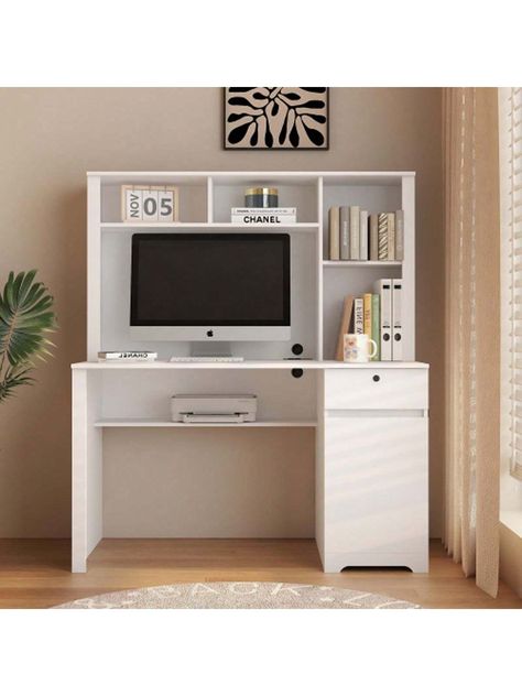 White  Collar     Embellished   Storage & Organization Writing Laptop, Study Laptop, Wood Executive Desk, Plum Walls, Office Desk With Drawers, Leopard Print Decor, Bookshelf Wood, Bedroom Revamp, Desk With Hutch