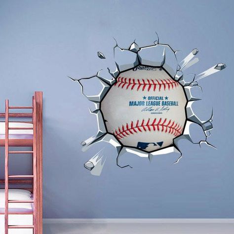 baseball wall decals Baseball Themed Bedroom, Sports Nursery Decor, Baseball Wall Decor, Kids Sports Room, Sports Bedroom, Baseball Bedroom, Baseball Wall Art, Floor Decals, Sports Wall Decals