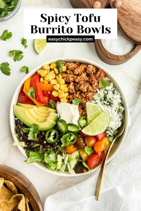 Fall Lunch Ideas, Tofu Burrito, Vegan Basics, Crispy Baked Tofu, Fall Lunch, Chipotle Burrito Bowl, Tofu Wraps, Chipotle Burrito, Vegan Summer Recipes