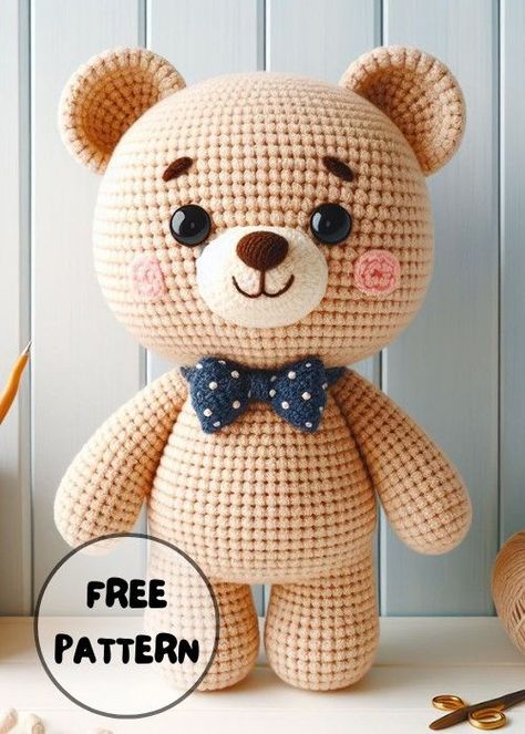 Crochet Big Bear Amigurumi Crochet Soft Toys Free Pattern, Big Amigurumi Free Pattern, Crochet Doll Pattern Free, Crochet Amigurumi Free Patterns Animals, Amigurumi Bear Free Pattern, Big Amigurumi, Crochet Teddy Bear Pattern Free, Teddy Bear Patterns Free, Teddy Bear Crochet