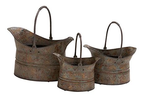 Deco 79 Metal Planter 17Inch 14Inch and 11Inch Set of 3 -- Click image to review more details. Commercial Planters, Galvanized Planters, Bucket Planters, Iron Planters, Rustic Planters, Indoor Outdoor Planter, Galvanized Iron, Metal Bucket, Metal Planters