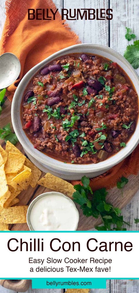 Slow Cooker Chilli Con Carne, Slow Cooker Chilli, How To Make Chilli, Chilli Spice, Slow Cooker Chili, Savoury Recipes, Easy Slow Cooker Recipes, Boiled Potatoes, Cooking Recipe