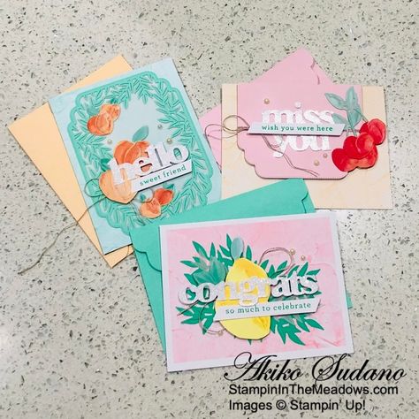 Stampin’ Up! June Paper Pumpkin Kit – Life Is Sweet – Stampin' in the Meadows Life Is Sweet Paper Pumpkin, Fruit Images, Painted Fruit, Paper Pumpkin Stampin Up, Life Is Sweet, Sweet Paper, Fruits Images, Sweet Fruit, Beautiful Cards