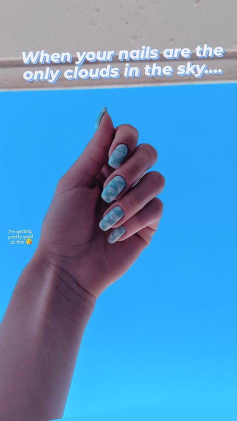 Cloud blue nails Nail Themes, Cloud Nails, Nail Inspiration, Pretty Good, Nails Inspiration, Nail Inspo, You Nailed It, Nail Art, Nails