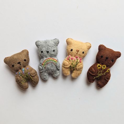 Day 6 of #9daysofjoy " Something New " ... Little embroidered bears, not perfect but coming along I think! Hope they will be available at the online @thechristianchristmasfair on saturday x #workinprogress #tinybears #handembroidery #trysomethingnew #craftfair #etsyhandmade Felt Teddy Bear, Eco Friendly Toys, Tiny Heart, Bear Design, Felt Dolls, Sewing A Button, Stocking Fillers, Etsy Handmade, Craft Fairs