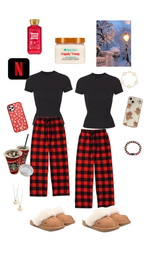 Cute Matching Christmas Pjs Friends, Friends Matching Christmas Pjs, Matching Christmas Couple Outfits, Matching Winter Outfits Friends, Sisters Outfits Matching, Where To Get Christmas Pjs, Christmas Pjs Aesthetic Family, Matching Pjs Best Friends, Couple Matching Pjs Christmas